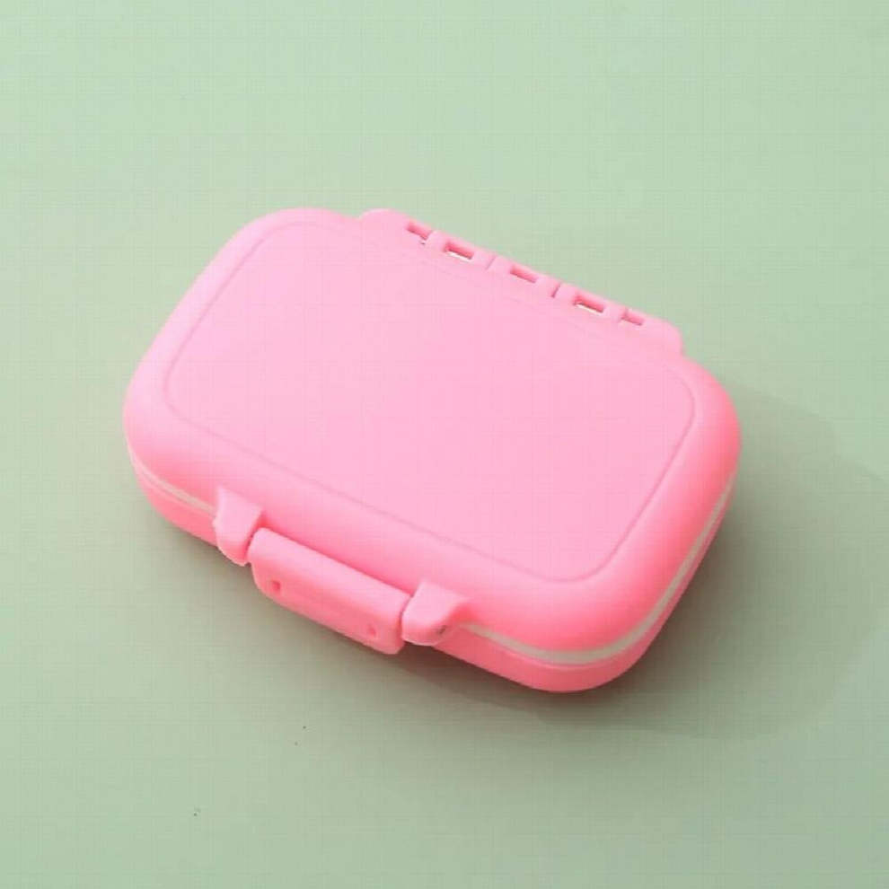 Pink Portable Pill Box Supplement Case, Compartments Travel Pill Organizer Box, Small Medicine Carry Holder With Secure Closure