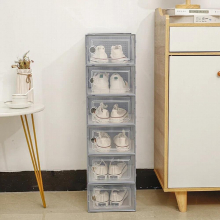 6 Pack Shoe Organizers Storage Boxes Clear Plastic Stackable Sneaker Containers Bins with Lids