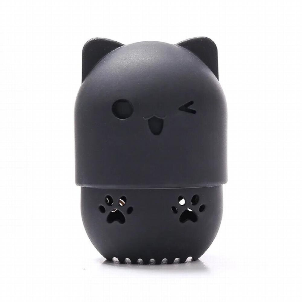 Black 1Pcs Kitten Silicone Powder Puff Drying Holder Egg Stand Beauty Pad Makeup Sponge Display Rack Cosmetic Blender Case Puff Holder