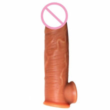 Silicone Realistic Penis Extender Sleeve Reusable Comdom Delay Ejaculation Cock Rings Male Dildo Enhancer Sex Toys For Men
