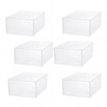 6x Transparent Shoe Storage Box Stackable with Lids Universal Stable Container for Sorting Boot & Shoe Sandals