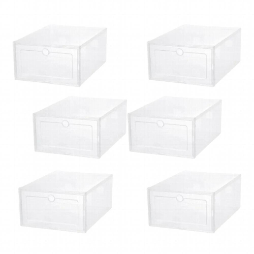 6x Transparent Shoe Storage Box Stackable with Lids Universal Stable Container for Sorting Boot & Shoe Sandals