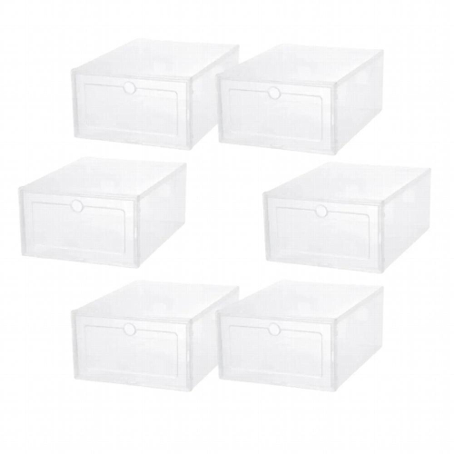 6x Transparent Shoe Storage Box Stackable with Lids Universal Stable Container for Sorting Boot & Shoe Sandals 2