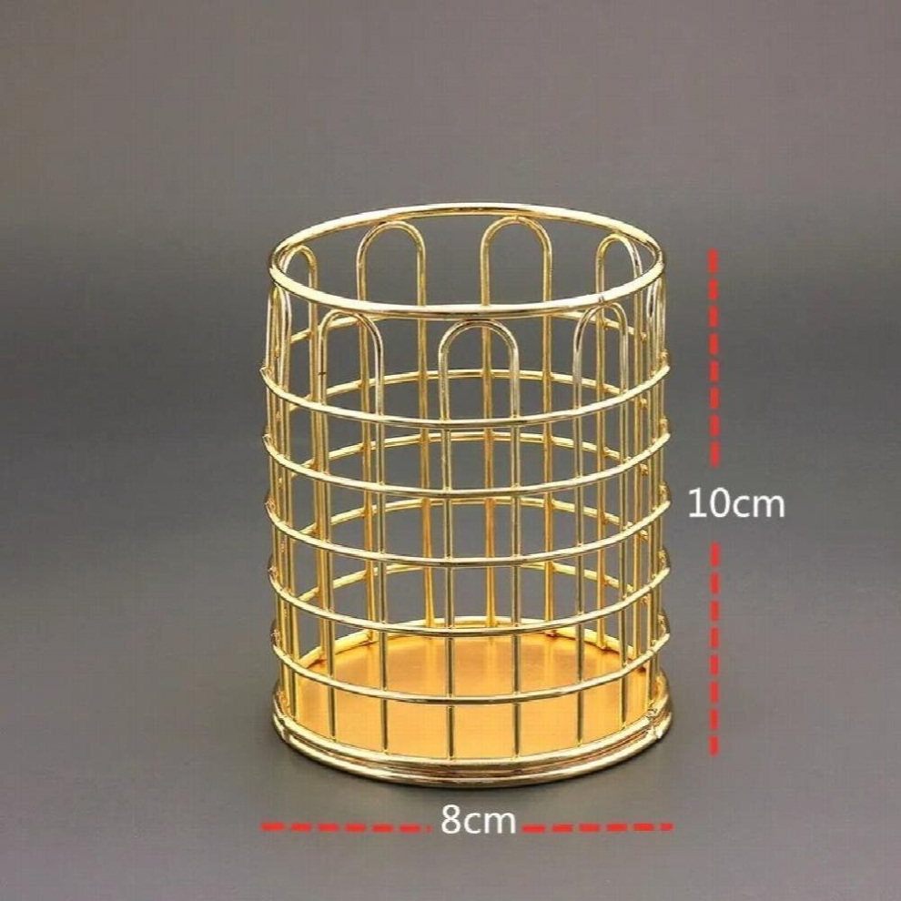Nordic Makeup Brush Bucket Desktop Golden Round Beauty Brush Storage Tube Comb Eyebrow Pencil Container Storage Box