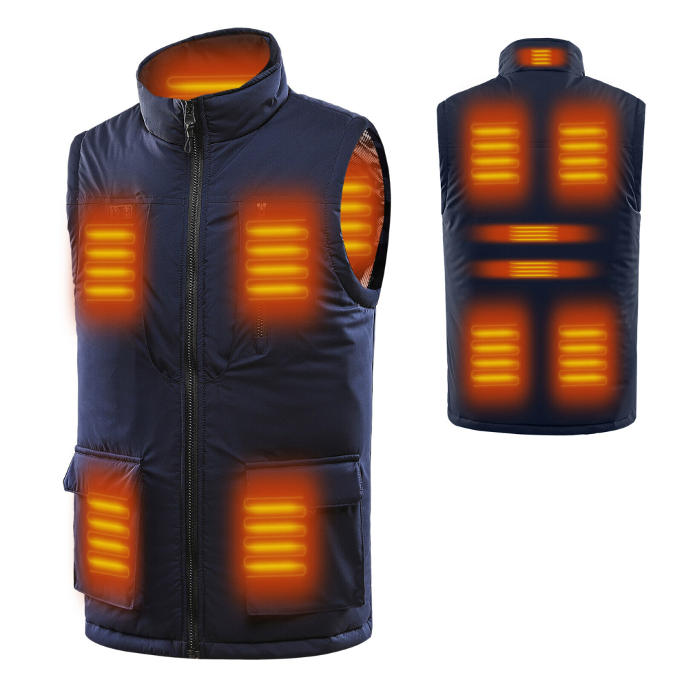 (Blue, 6XL) 11 Zone Heated Vest for Men Women Outdoor Winter Warm Electric Heating Vest Jacket Clothing