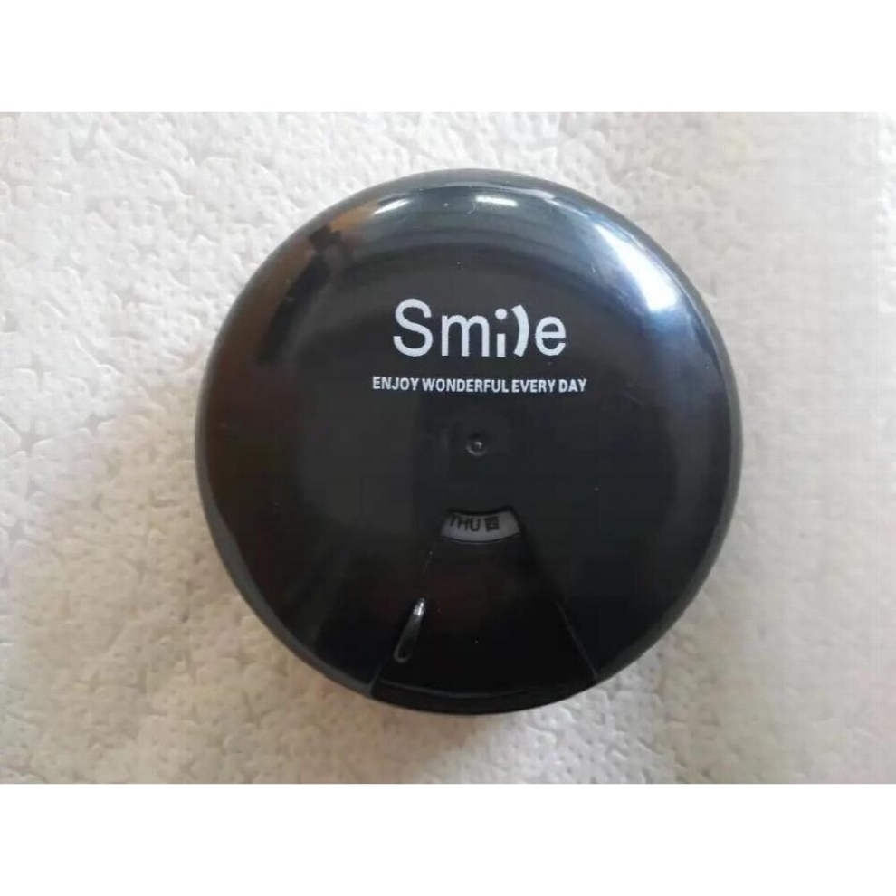 Black Portableone Week Portable And Portable Health And Safety Small Pill Box Seven Days Rotating Sealed Pill Box