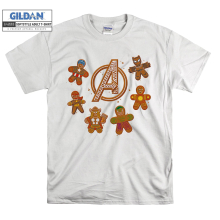 (Small, White) Funny Avengers Logo Gingerbread Cookie Black Women T Shirt T-Shirt Tshirt Top
