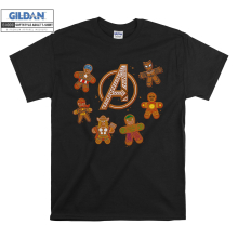 (3X-Large, Black) Funny Avengers Logo Gingerbread Cookie Black Women T Shirt T-Shirt Tshirt Top