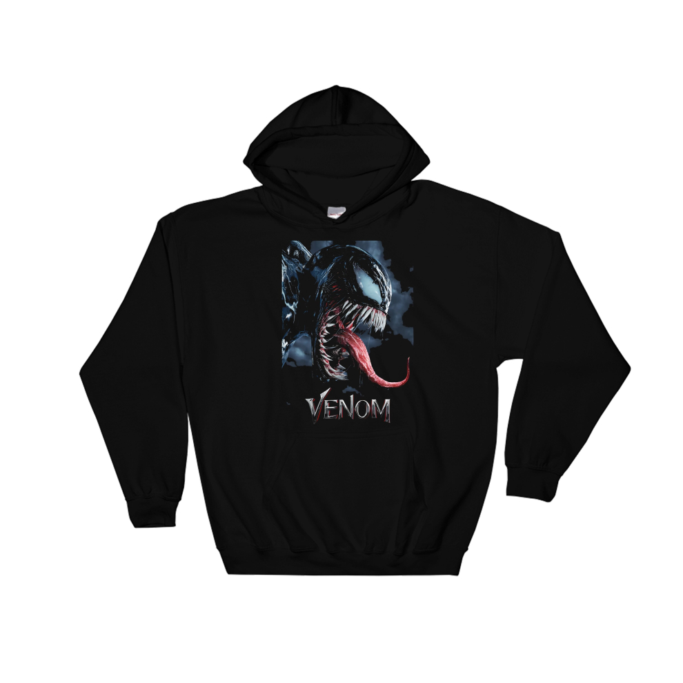 (Large, Black) Venom Cool Figure  Black Men Women Unisex Hooded Sweatshirt Hoodie 