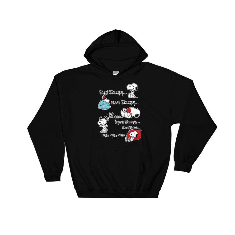 (5X-Large, Black) Snoopy Moods Soft Snoopy Black Men Women Unisex Hooded Sweatshirt Hoodie 