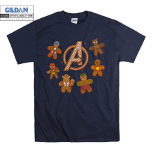 (X-Large, Navy) Funny Avengers Logo Gingerbread Cookie Men Women Unisex Top T Shirt T-Shirt Tshirt