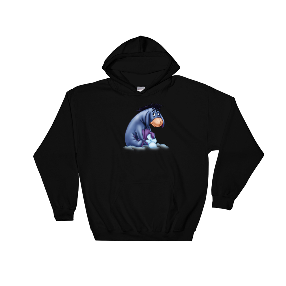 (Small, Black) Cool Poster Eeyore  Black Men Women Unisex Hooded Sweatshirt Hoodie 