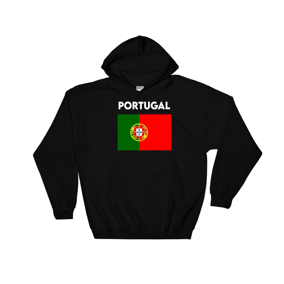 (XX-Large, Black) Flag Portugal Black Men Women Unisex Hooded Sweatshirt Hoodie 