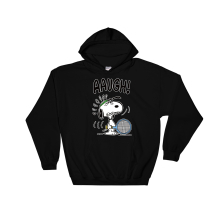 (Large, Black) Snoopy Tennis Player Aaugh! Black Men Women Unisex Hooded Sweatshirt Hoodie