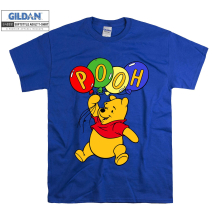 (Large, Blue) Pooh Balloons Bear Winnie Men Women Unisex Top T Shirt T-Shirt Tshirt