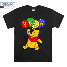 (XXXXX-Large, Black) Pooh Balloons Bear Winnie Men Women Unisex Top T Shirt T-Shirt Tshirt