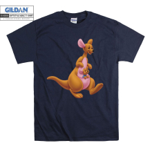 (Large, Navy) Funny Character Kanga Figure Black Women T Shirt T-Shirt Tshirt Top