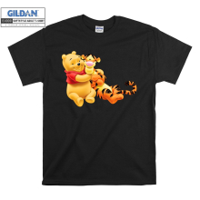 (Medium, Black) Tigger And Winnie The Pooh Bff Men Women Unisex Top T Shirt T-Shirt Tshirt