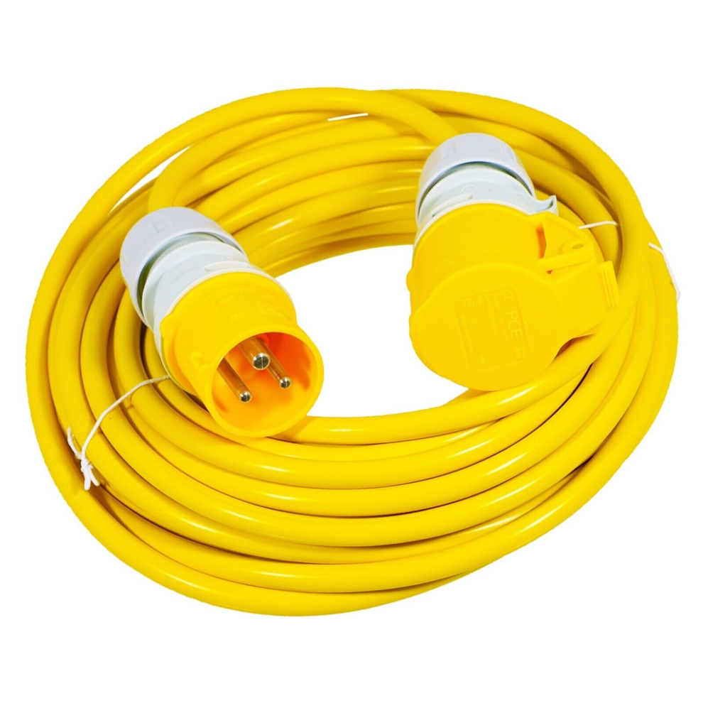 110V Extension Lead 14m 16A 2.5mm Heavy Duty Outdoor Construction Site Generator Cable (Yellow)