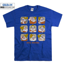 (Medium, Blue) Doc Moods Snow White and the Seven Dwarfs Men Women Unisex Top T Shirt T-Shirt Tshirt