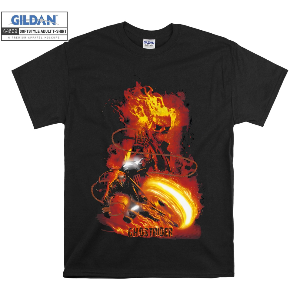 (Large, Black) Ghost Rider Poster Men Women Unisex Top T Shirt T-Shirt Tshirt