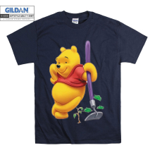 (Large, Navy) Winnie The Pooh Bear Figure Black Women T Shirt T-Shirt Tshirt Top