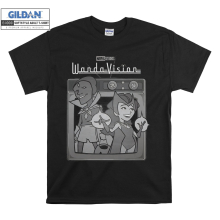 (Medium, Black) Marvel Wanda Vision Vintage Men Women Unisex Top T Shirt T-Shirt Tshirt