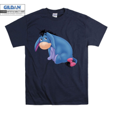 (X-Large, Navy) Eeyore Sad Alone Black Women T Shirt T-Shirt Tshirt Top