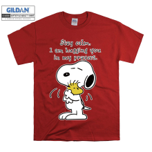 (Large, Red) Snoopy And Woodstock Stay Calm Men Women Unisex Top T Shirt T-Shirt Tshirt