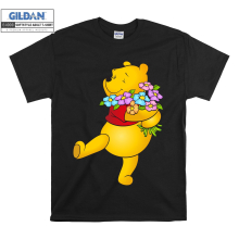 (4X-Large, Black) Winnie The Pooh Flowers  Black Women T Shirt T-Shirt Tshirt Top