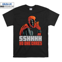 (Medium, Black) Sshhhh No One Cares Deadpool Men Women Unisex Top T Shirt T-Shirt Tshirt