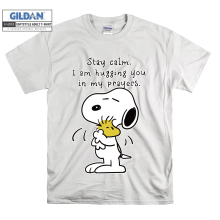 (Small, White) Snoopy And Woodstock Stay Calm Black Women T Shirt T-Shirt Tshirt Top