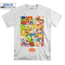 (XXXX-Large, White) Nickelodeon Cartoon Characters Men Women Unisex Top T Shirt T-Shirt Tshirt