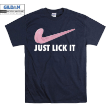 (XXX-Large, Navy) Parody Just Lick It Men Women Unisex Top T Shirt T-Shirt Tshirt