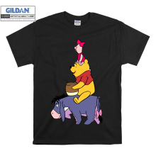 (XX-Large, Black) Piglet And Winnie The Pooh On Eeyore Men Women Unisex Top T Shirt T-Shirt Tshirt
