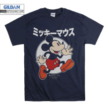 (Medium, Navy) Mickey Mouse Japanese Men Women Unisex Top T Shirt T-Shirt Tshirt
