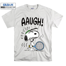 (X-Large, White) Snoopy Tennis Player Aaugh! Men Women Unisex Top T Shirt T-Shirt Tshirt