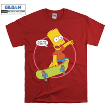 (Large, Red) Skate And Bart Simpson Eat My Shorts! Black Women T Shirt T-Shirt Tshirt Top