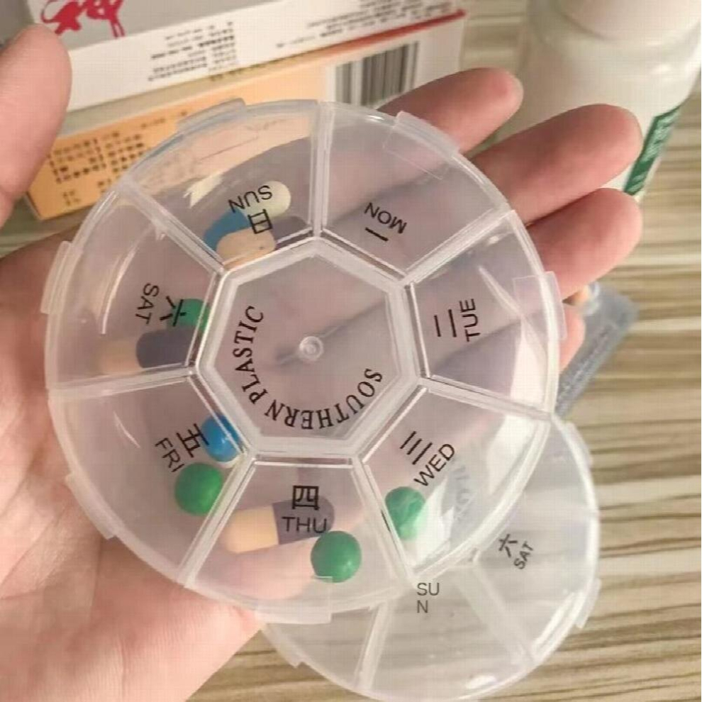 The Portable Transparent Small Pill Box Portable Storage Box Hygienic Mini 7 Days Pill Box Medicine Box Plastic Box