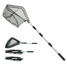 Telescopic Folding Fishing Landing Net, 1.9m Pole Collapsible Extensible Aluminum long Handle,Stainless Steel Triangular,For Bird Fish