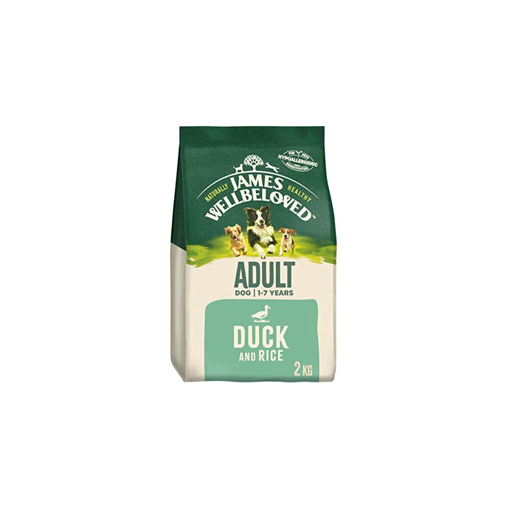 James Wellbeloved Adult Duck & Rice 2 kg Bag, Hypoallergenic Dry Dog Food