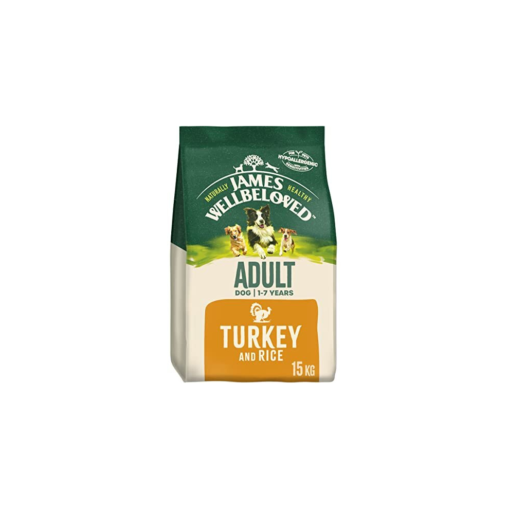 James Wellbeloved Adult Turkey & Rice 15 kg Bag, Hypoallergenic Dry Dog Food