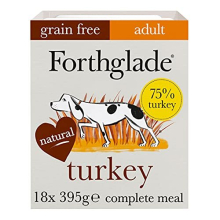 Forthglade Complete Natural Wet Dog Food - Grain Free Turkey with vegetables (18 x 395g) Trays - Adult Dog Food 1 Year+