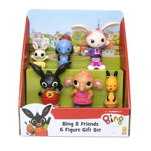 Bing Bing Toy 6 Figure Gift set, Kids Toys & Preschool toys to develop Imaginative Play, includes 6 Characters, Bing, Flop, Sula, Amma, Coco, Charlie