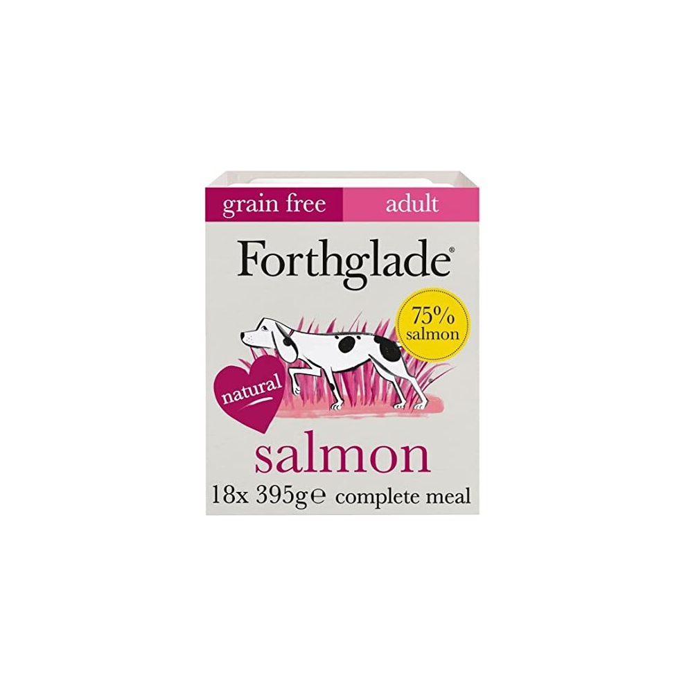 Forthglade Complete Natural Wet Dog Food - Grain Free Salmon with vegetables (18 x 395g) Trays - Adult Dog Food 1 Year+