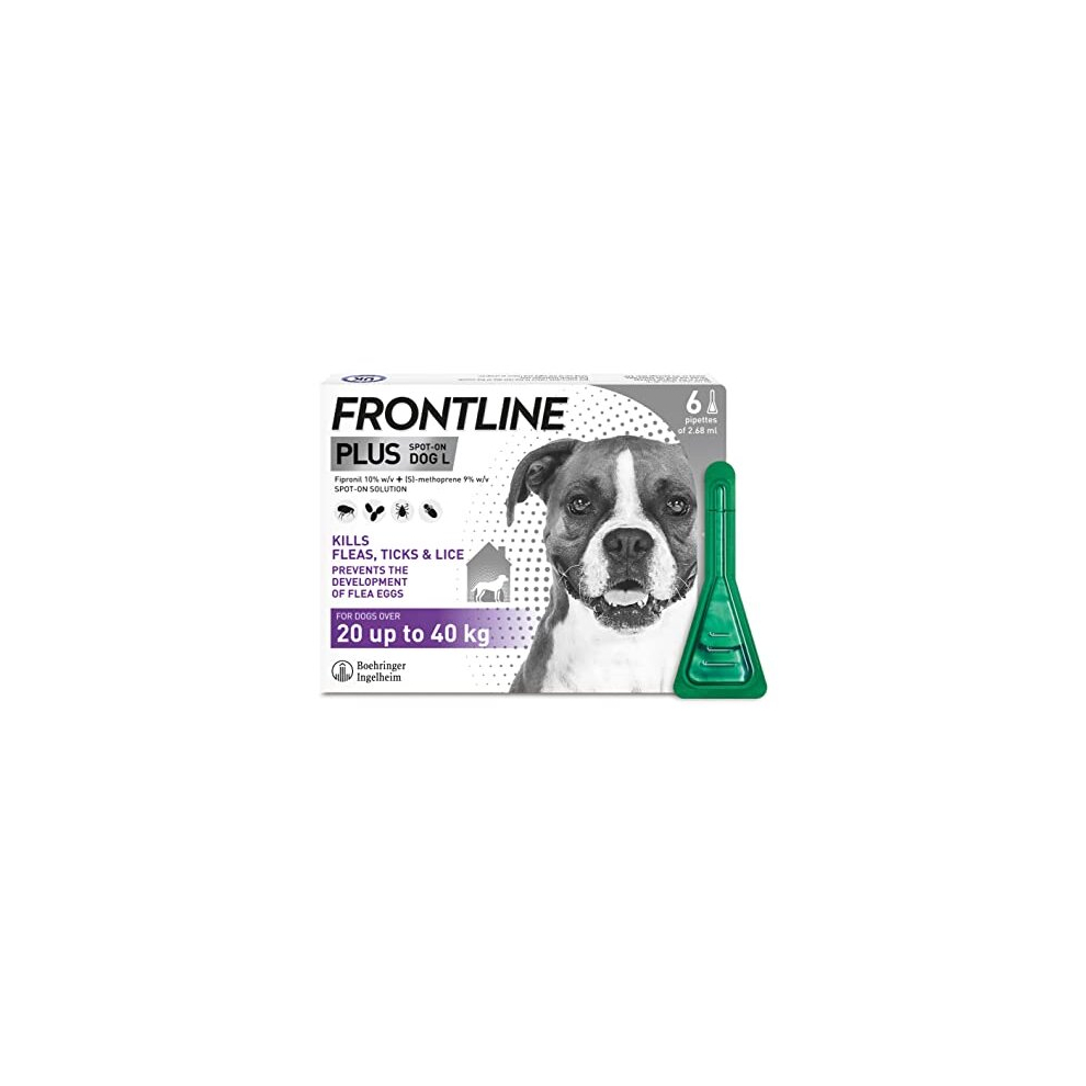 FRONTLINE Plus Flea & Tick Treatment for Large Dogs (20-40 kg) - 6 Pipettes