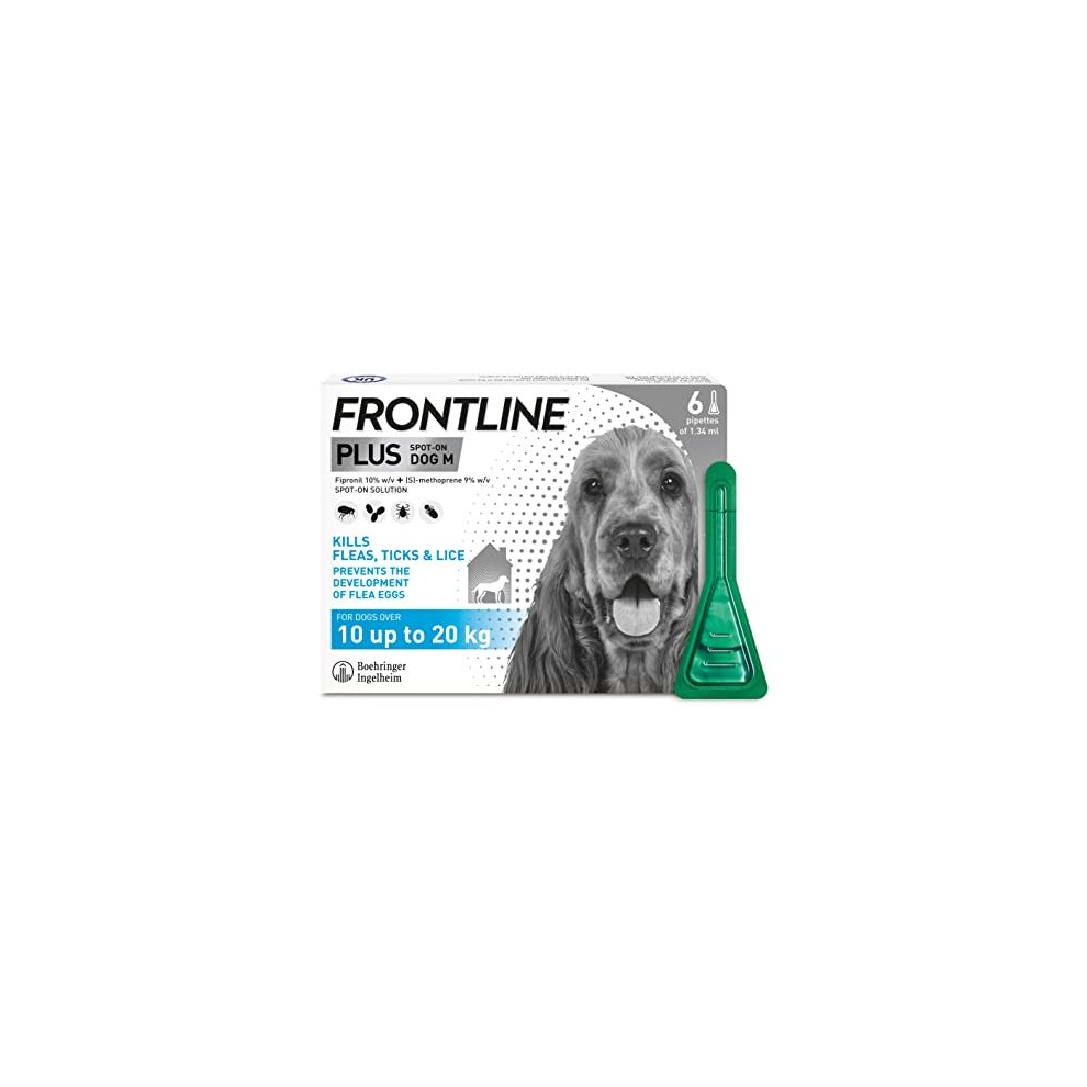 FRONTLINE Plus Flea & Tick Treatment for Medium Dogs (10-20 kg) - 6 Pipettes