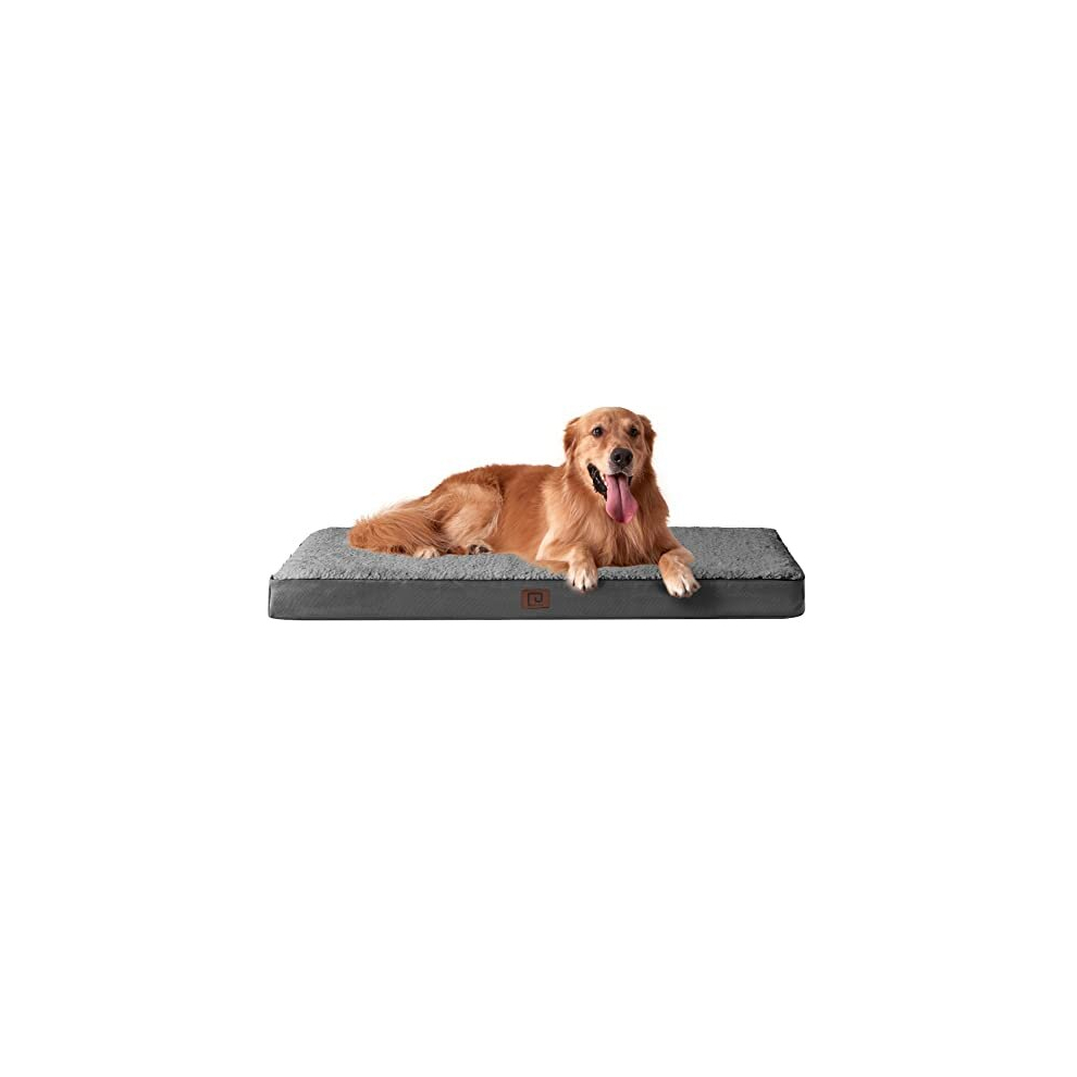 EHEYCIGA Orthopedic Extra Large Dog Bed Mattress XL with Removable Washable Cover for Crate, Grey, 104x68x7.6cm