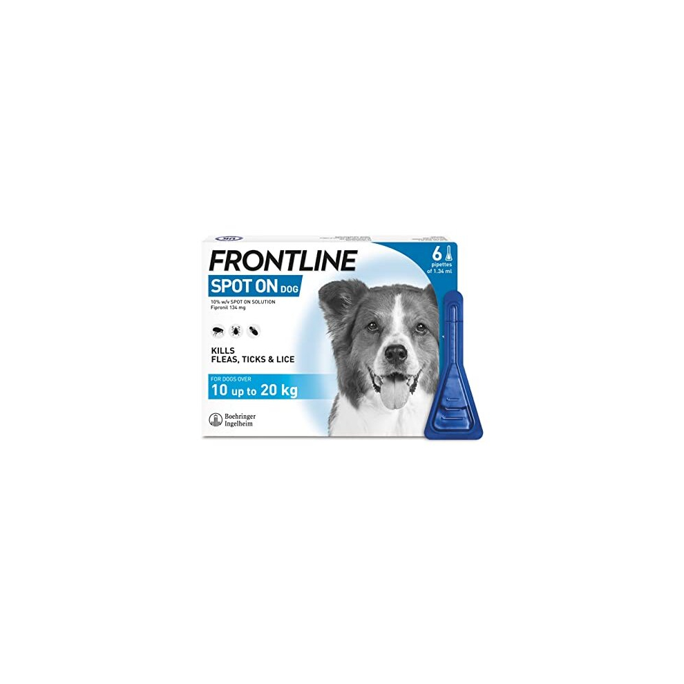 FRONTLINE Spot On Flea & Tick Treatment for Medium Dogs (10-20kg) - 6 Pipettes