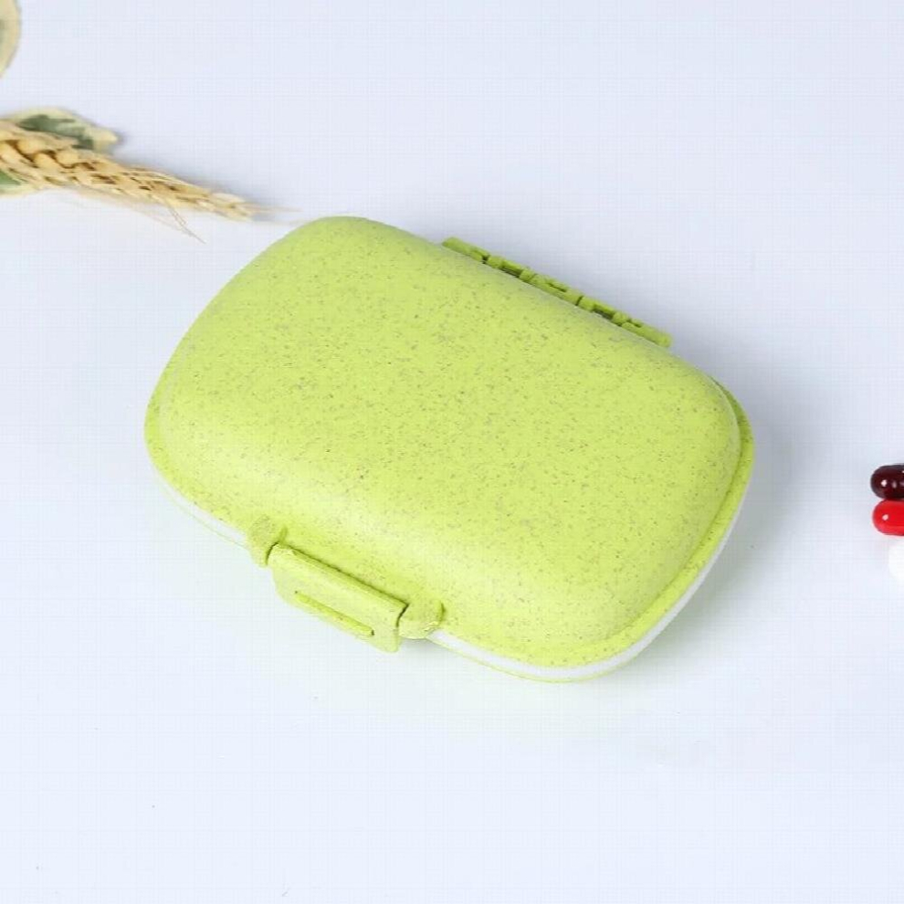 Multicoloured 8 Grids Organizer Container For Tablets Travel Pill Box With Seal Ring Small Box For Tablets Wheat Straw Container For Medicines